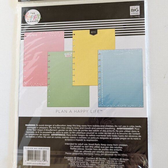 NWT Happy Planner 40 pgs 'Important' Multi Color Classic Sheet Filler Paper Pack - Picture 6 of 6